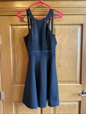 City Studio Black Sleeveless Fit-and-Flare Mini Dress with Waistband Detail
